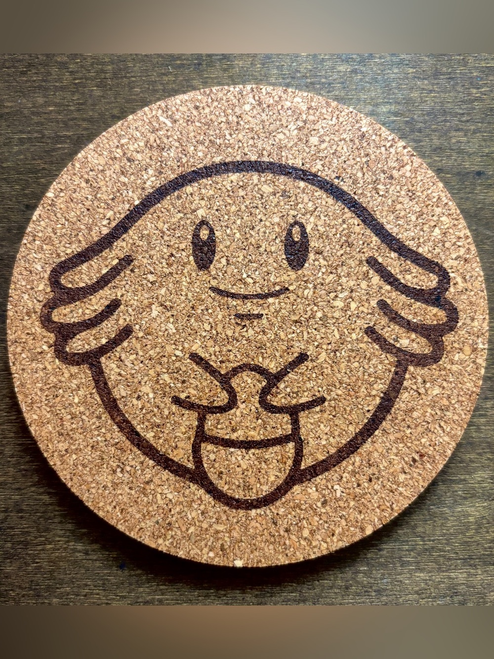 Pokemon Chansey Face Laser Engraved Cork Coaster